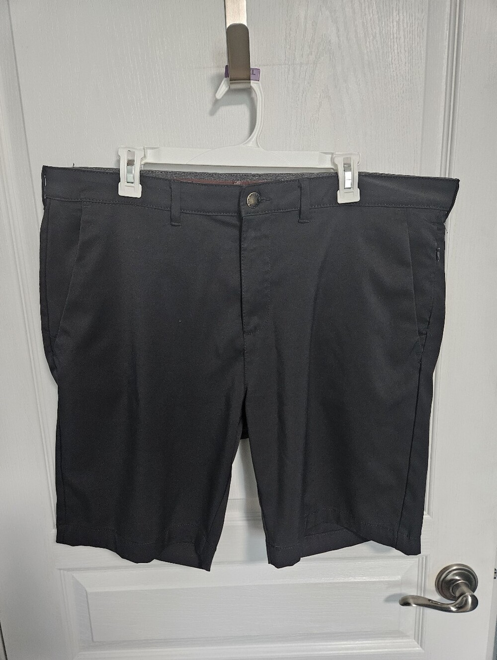 Jach New York Performance Shorts Flat Front Golf Black Stretch Mens 38